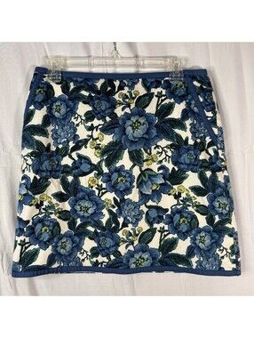 Ann Taylor LOFT Skort 4 Blue Floral Cotton Lined Mini Golf